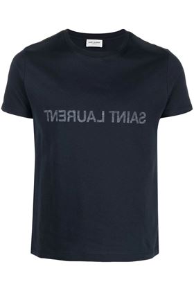 t-shirt blu navy Saint Laurent | 663278Y37AW4145